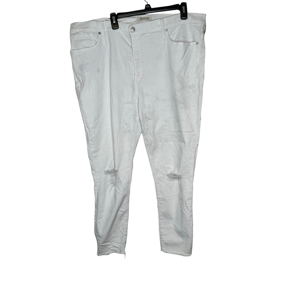 Madewell Women's Jeans Ripped Skinny Cropped 9” High-Rise Denim White Size 36
